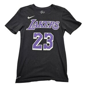 Los Angeles Lakers Shirt Mens Small Black NBA Basketball James 23 Nike Dri Fit